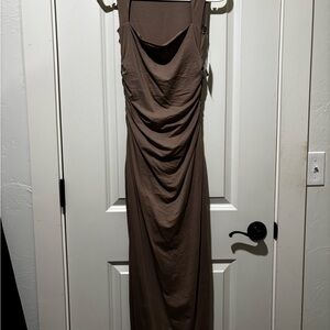 A&F Ava Knit Maxi Dress in Taupe
